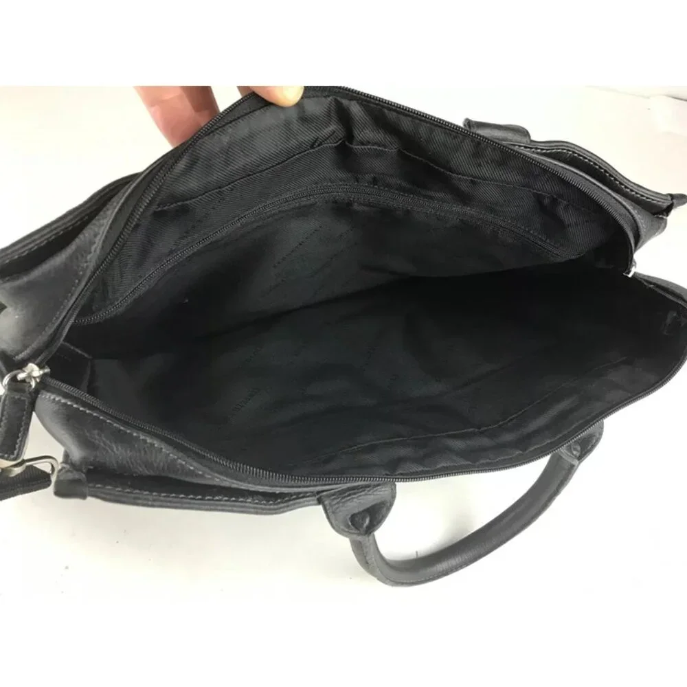 Kenneth Cole New York Unisex Adults‎ Black Leather Laptop Organizer Bag Size L